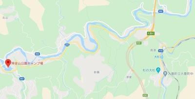 大豊インターチェンジから帰全山キャンプ場までの地図画像